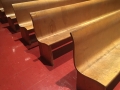 The benches in the auditorium were designed by Eero Saarinen and Charles Eames.