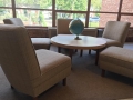 The original furniture designed by Eero Saarinen still sits in the lobby in front of the auditorium