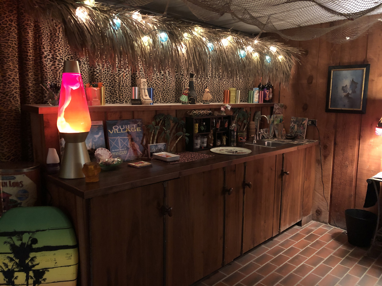 The lower level features a fantastic tiki lounge area